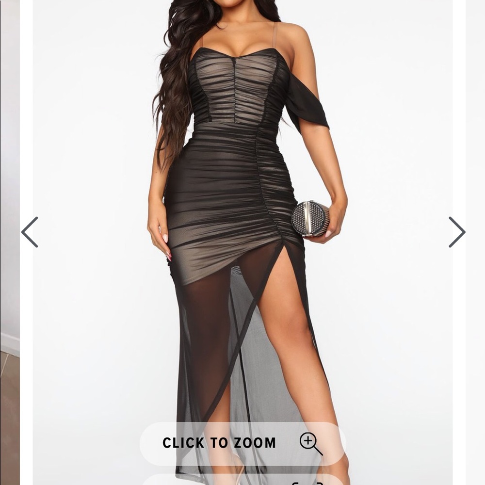 Ruched mesh maxi dress